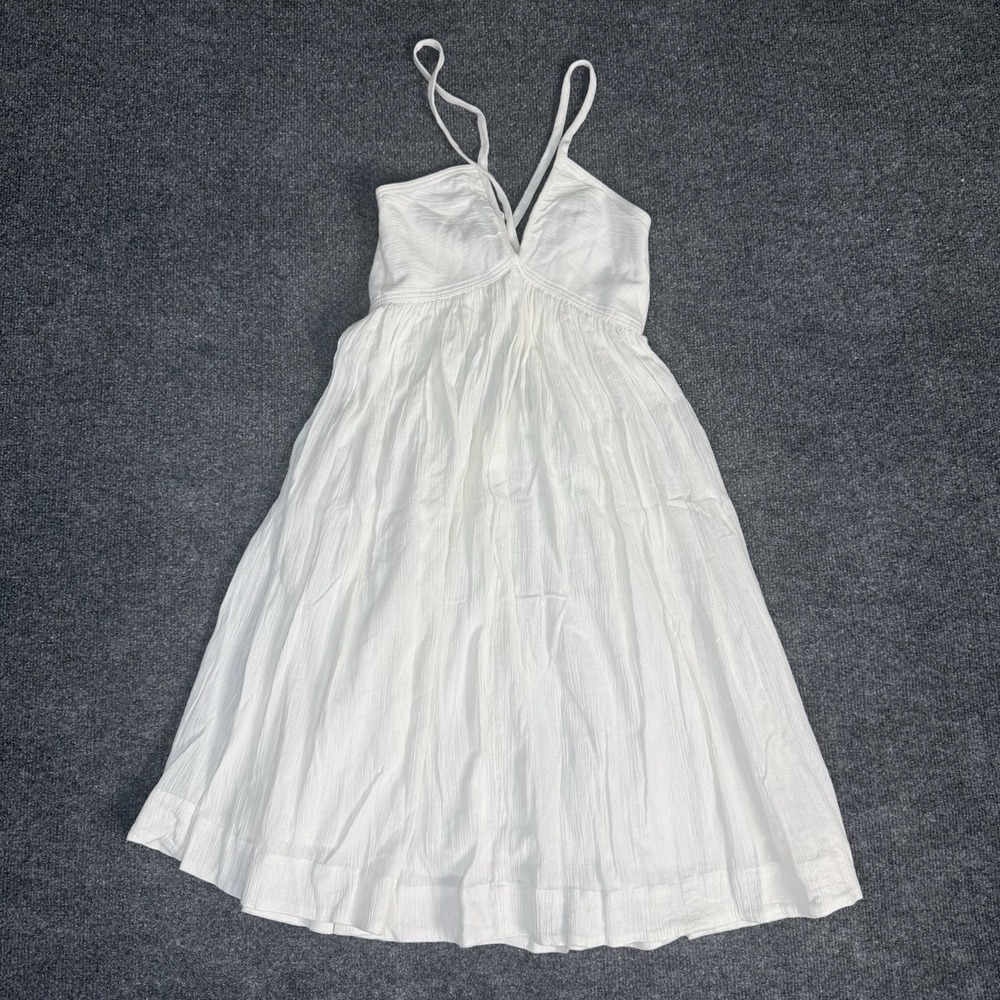Rag & Bone MIMI Size 4 White Cotton Strappy Deep V Neckline Fit Flare Dress
